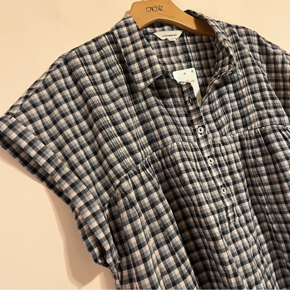 NWT Plaid Henley Top - Picture 3 of 8